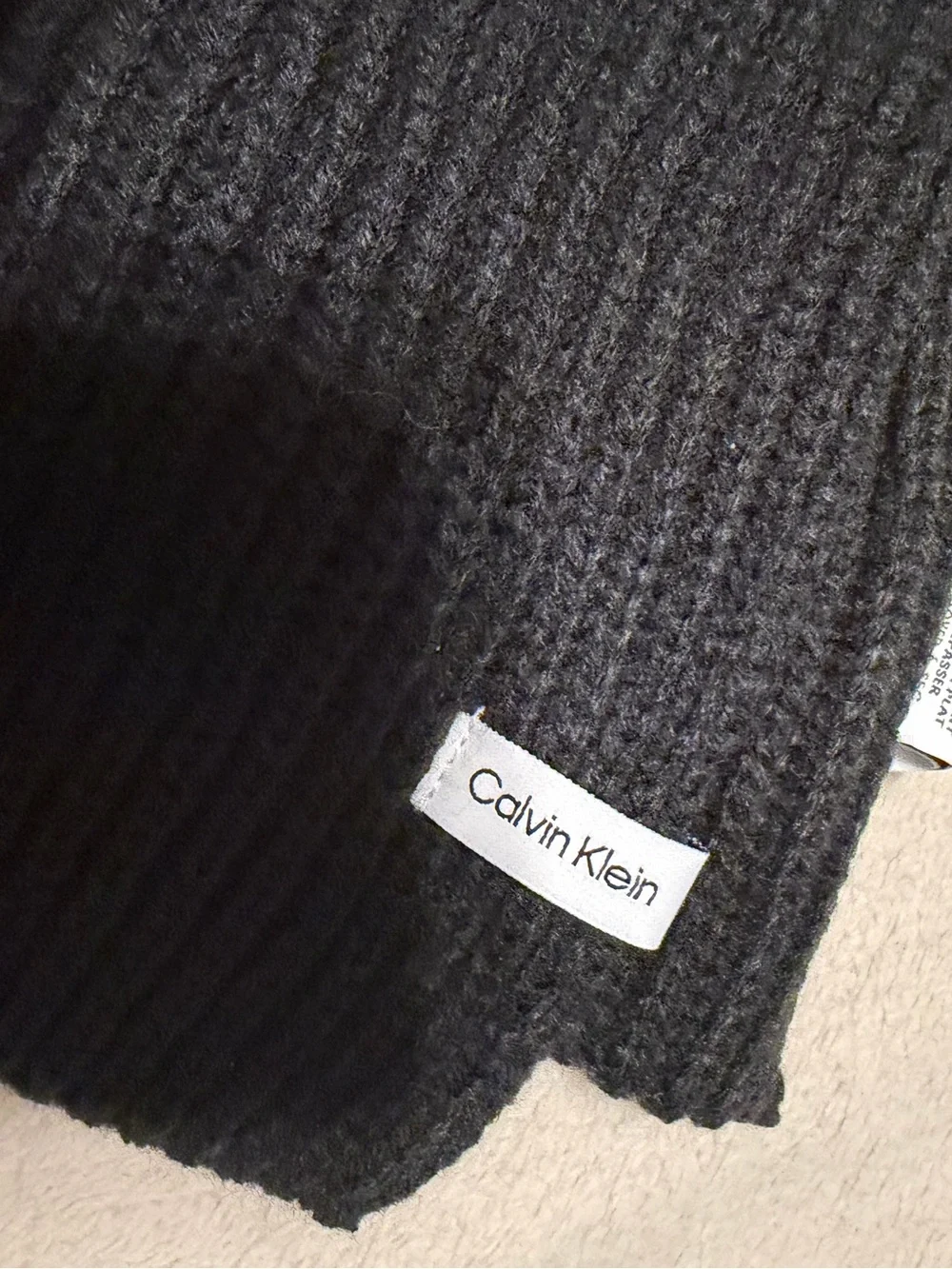 Calvin Klein Black Ribbed Knit Hat & Scarf Duo